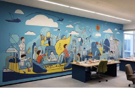  隆安办公室墙绘的特点。